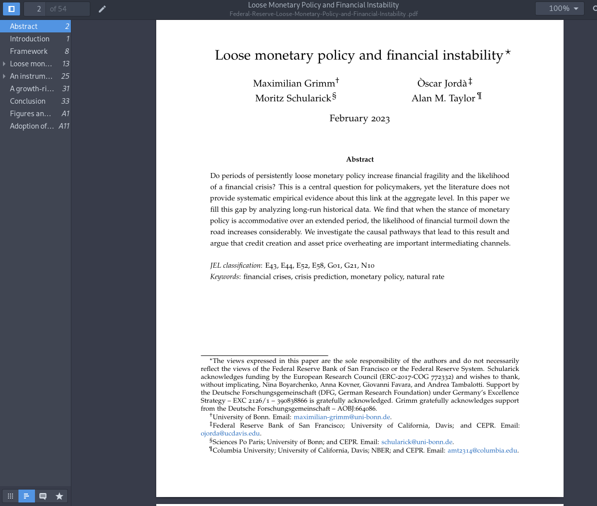Loose Monetary Policy and Financial Instability (PDF)